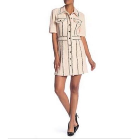 Veronica Beard Dress 4 Azra Tweed Mini Button Front Pink Barbiecore Work Career - Picture 1 of 14